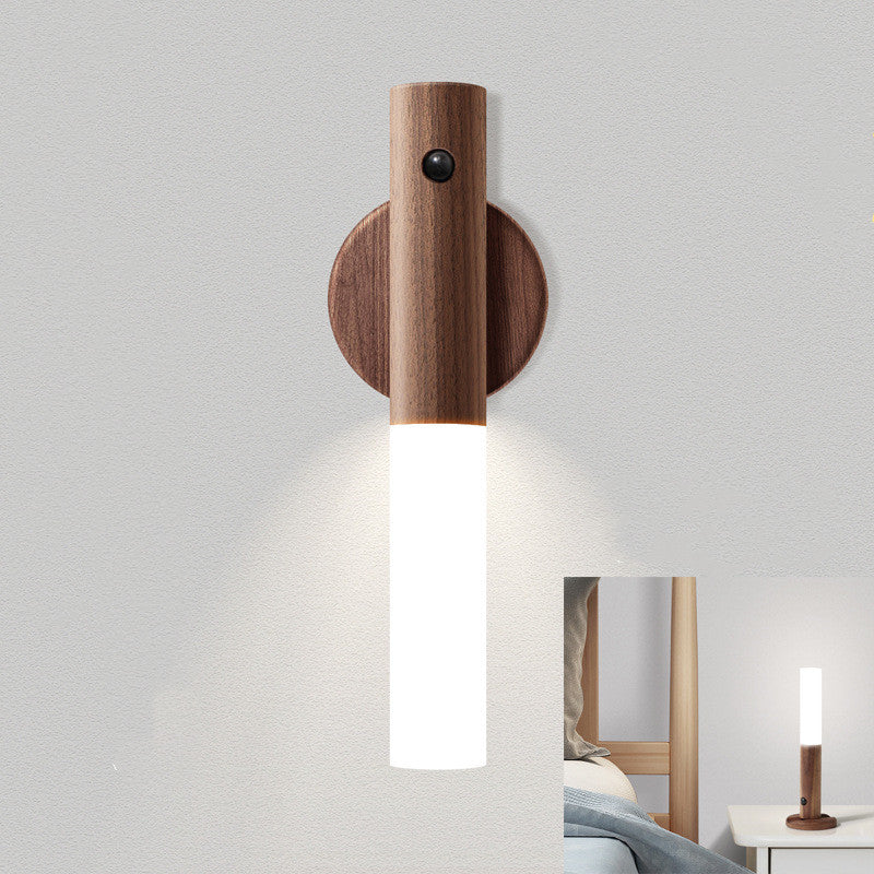LED Touch Sensor Night Light - wood bedside lamp