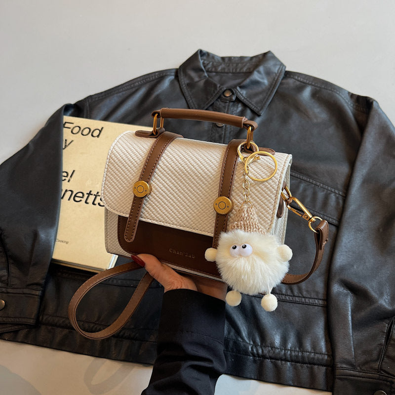 Cute Mini Crossbody Bag with Fluffy Charm | Women's Shoulder Bag