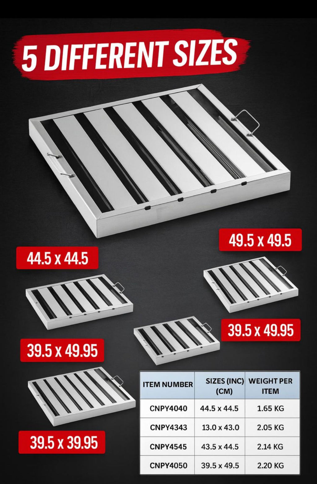 Canopy Grease Baffle Steel Filter Kitchen Extraction Hood (Copy)