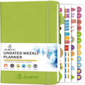 Jubtic A5 Undated Weekly &amp; Monthly Planner - Hardcover Productivity Agenda Notebook